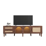 Rattan TV Stand with 3 Cabinets and 2 Drawers