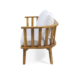 2-Person Outdoor Acacia Wood Patio Seating Group with Cushions and Coffee Table