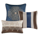 King 7 Piece Jacquard Comforter Set with Throw Pillows