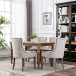 A&A Furniture Ultra Side Dining Chair with Thickened Fabric and Bronze Nail Head, Beige, Set of 2