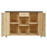 Outdoor Kitchen Island Fir Wood Kitchen Island with Stainless Steel Top