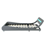 Queen Size Upholstered Platform Bed Frame with LED Lighting