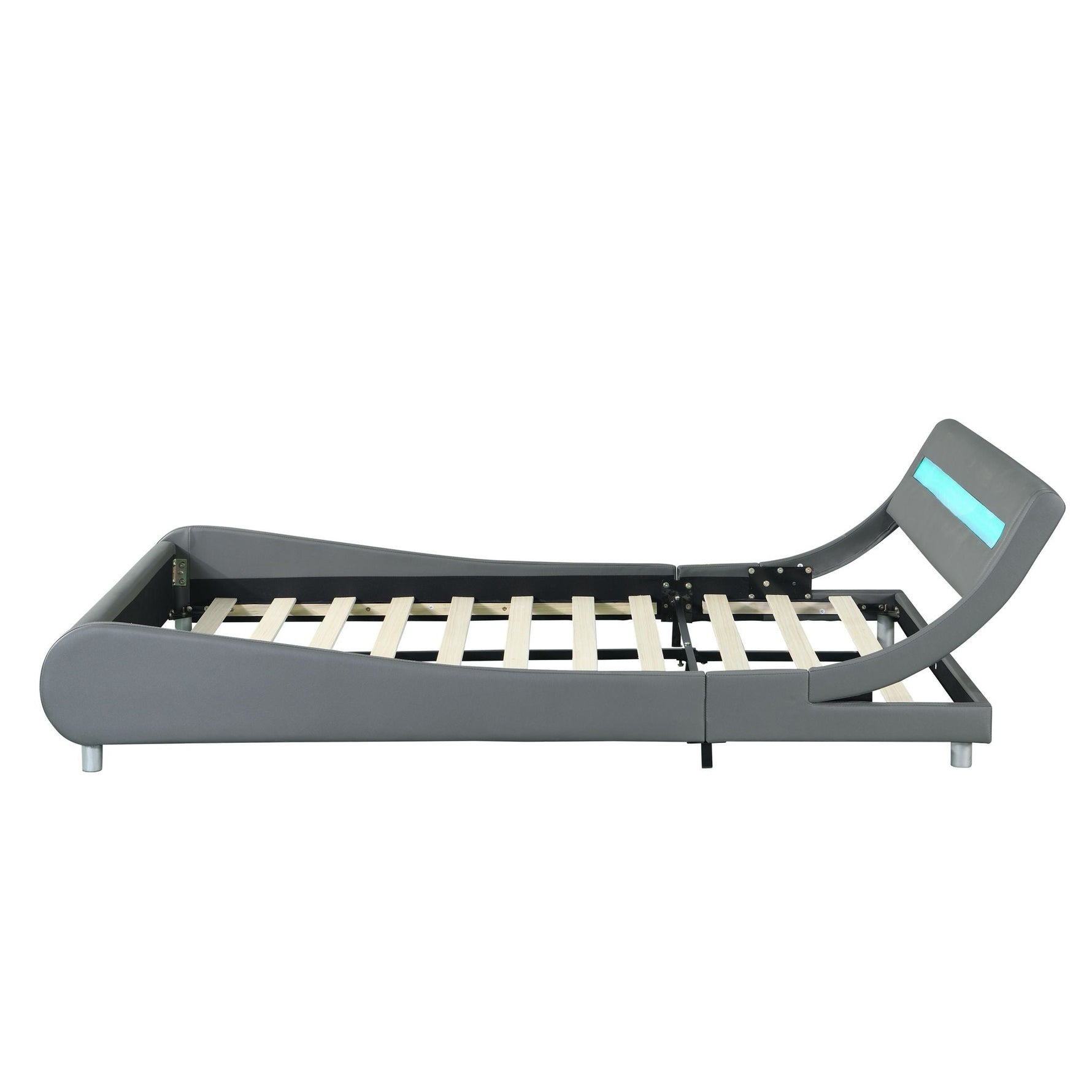 Queen Size Upholstered Platform Bed Frame with LED Lighting