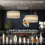 37" Modern Gold Round 8-Light Crystal Chandelier