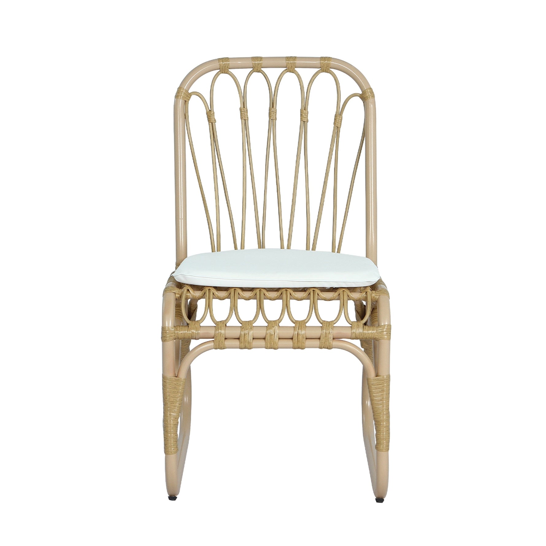 5 PCS Outdoor Dining Set for 4 with Acacia Wood Top & Rattan Chairs