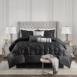 7 Piece Tufted Comforter Set Black King