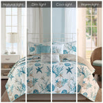 6 Piece Cotton Sateen Quilt Set with Throw Pillows Aqua Full/Queen