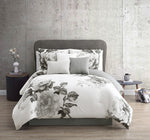 Ridgely 7 Pc Watercolor Black and White Floral Comforter Set