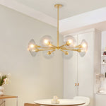 36" Modern Gold 8-Light Sputnik Chandelier with Clear Glass Shades
