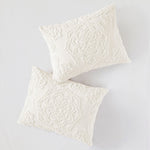 Tufted Cotton Chenille Medallion Fringe Coverlet Mini Set - Off-White