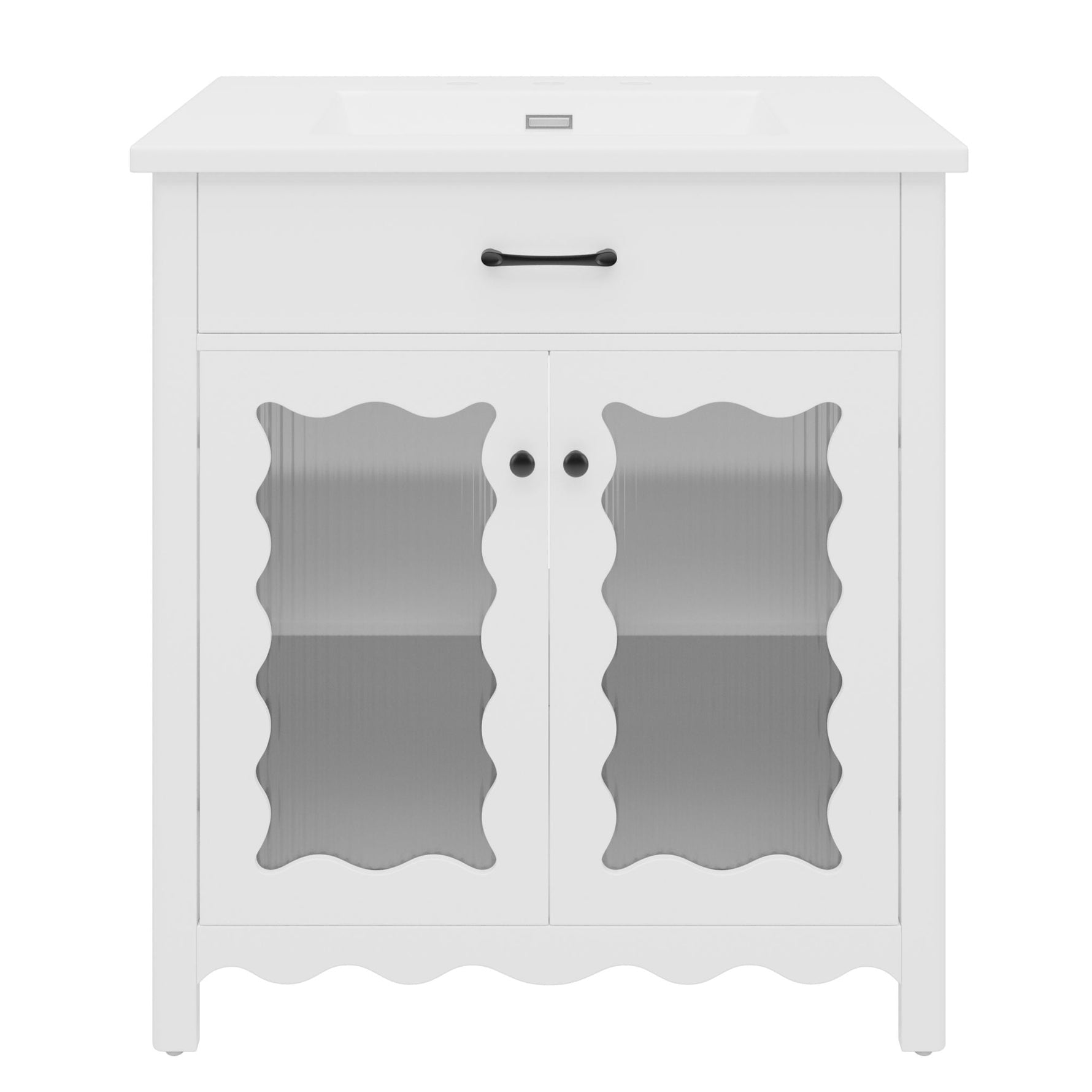 Modern Bathroom Vanity With Tempered Glass Doors
