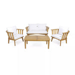 4-Pieces Acacia Wood Patio Furniture Set with Cushions