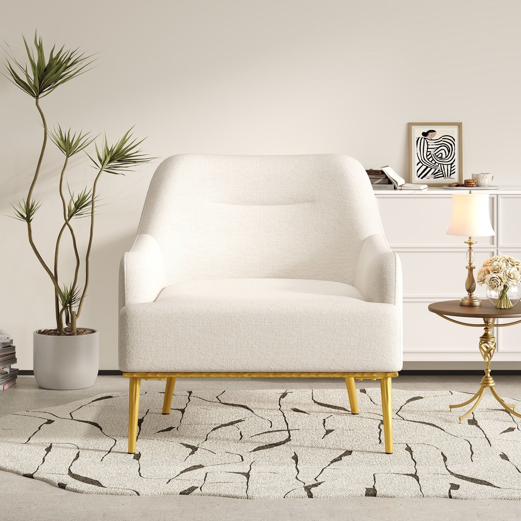 Modern Elegance Accent Chair With Curved Backrest
