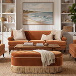 Alana Lawson Three-Cushion Tight Back Sofa, Burnt Orange Performance Velvet