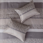 7 Piece Jacquard Comforter Set Grey/Taupe Cal King