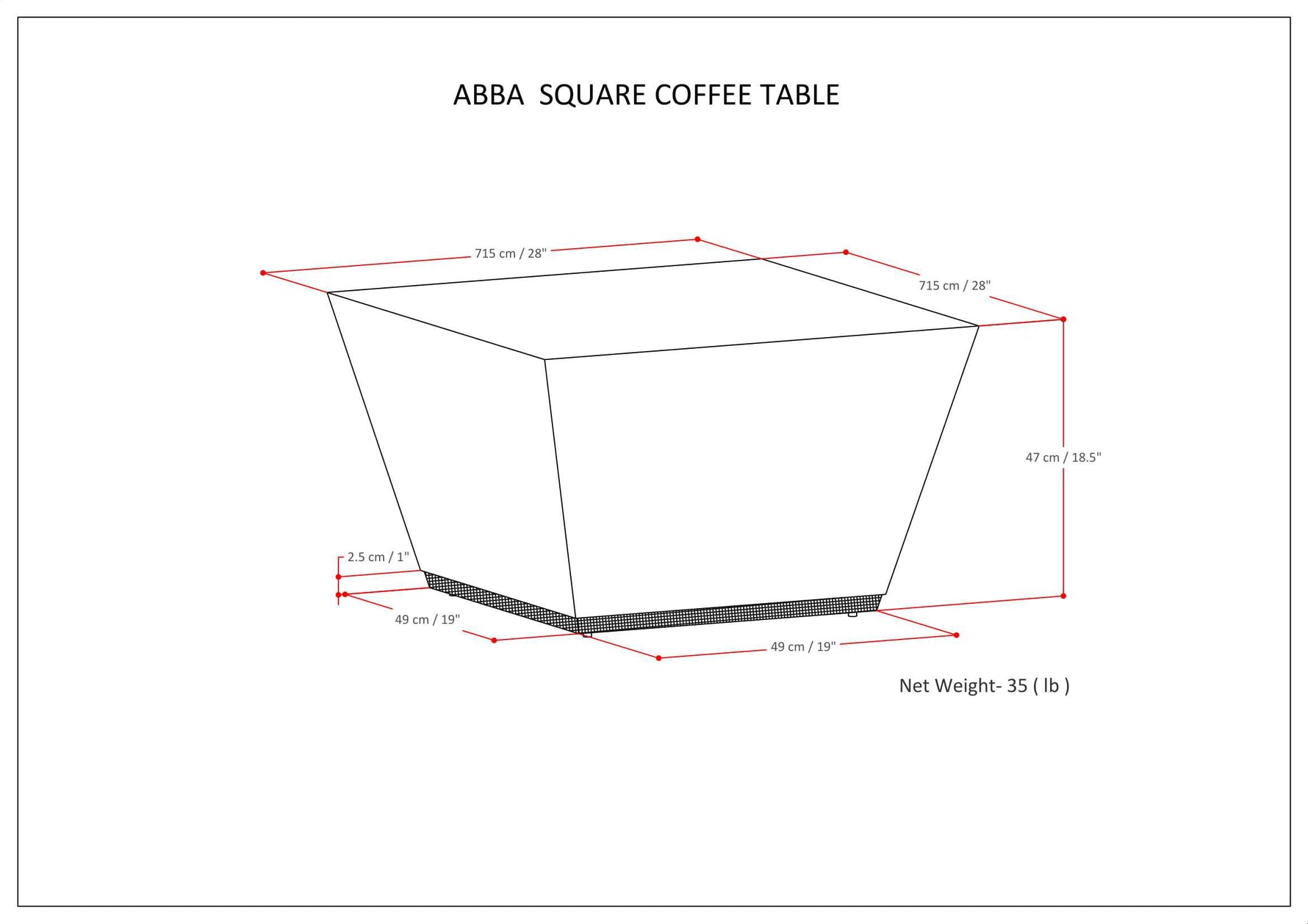 Abba Square Coffee Table - Dark Brown