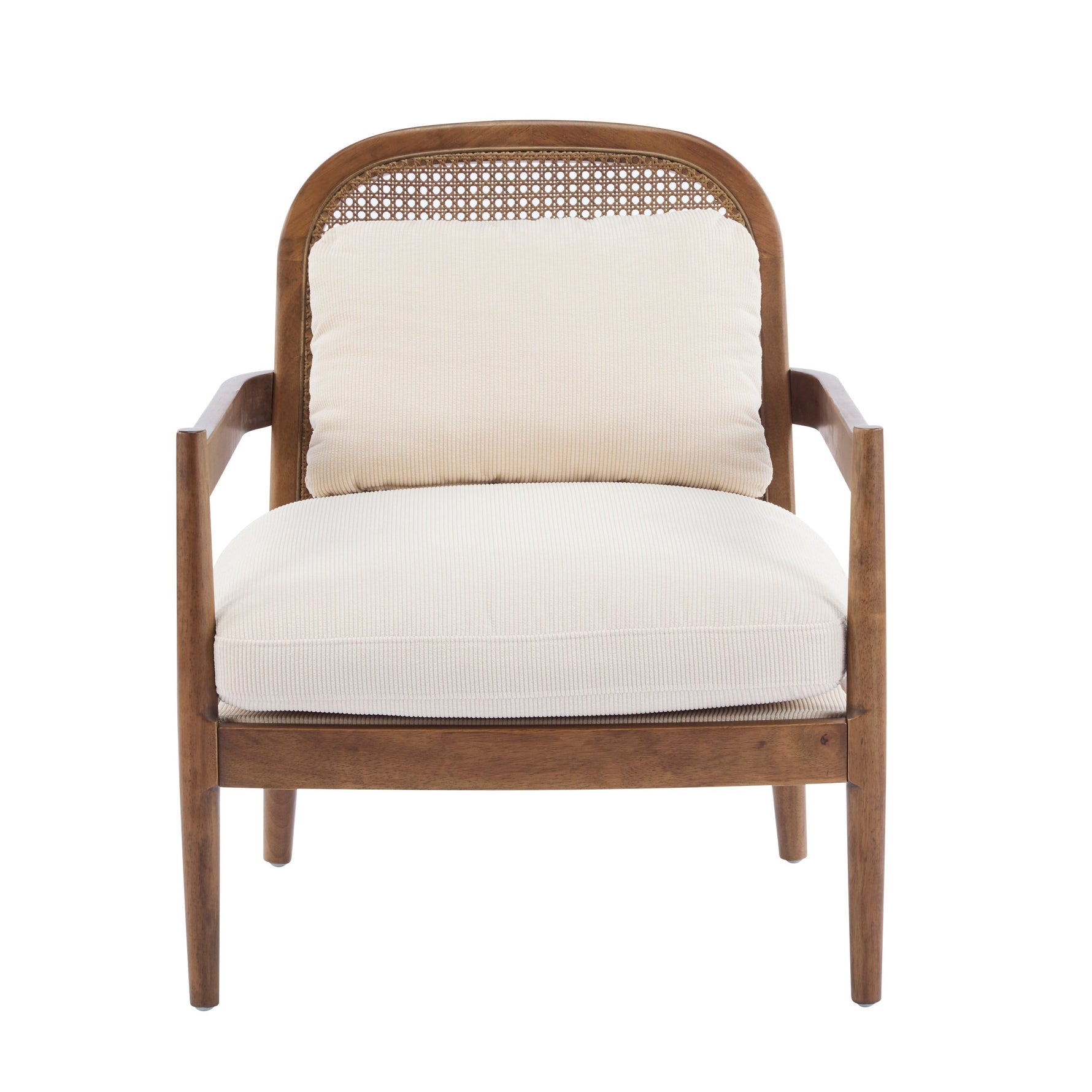 Elliston Rattan Backrest Solid Wood Accent Chair with Cushions - Set of 2