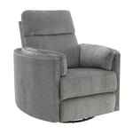 Sagen Charcoal Chenille Glider Recliner with Swivel