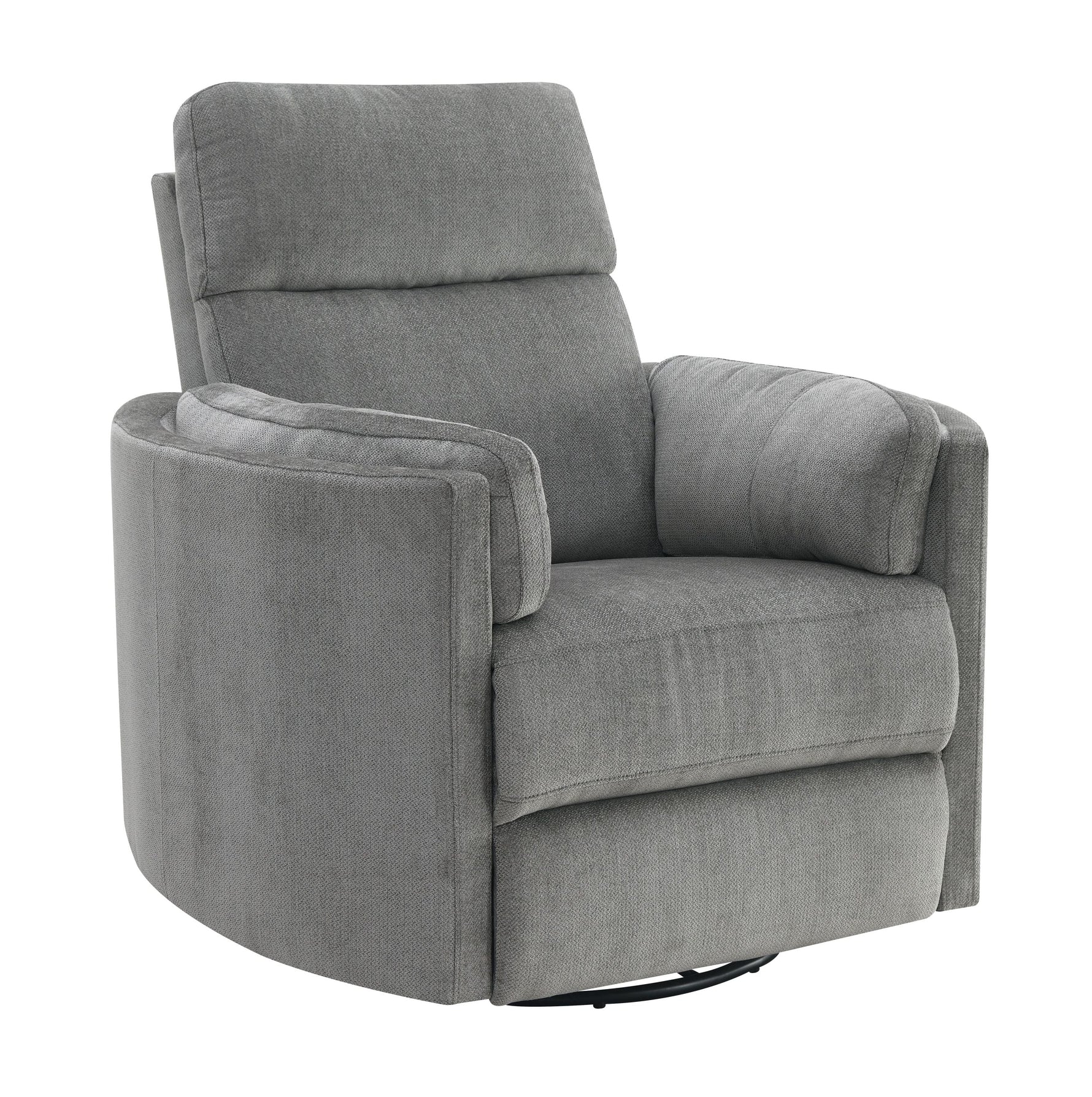 Sagen Charcoal Chenille Glider Recliner with Swivel