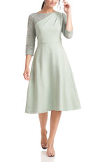 JS Collections Rory Fit & Flare Midi Dress Green Size 18