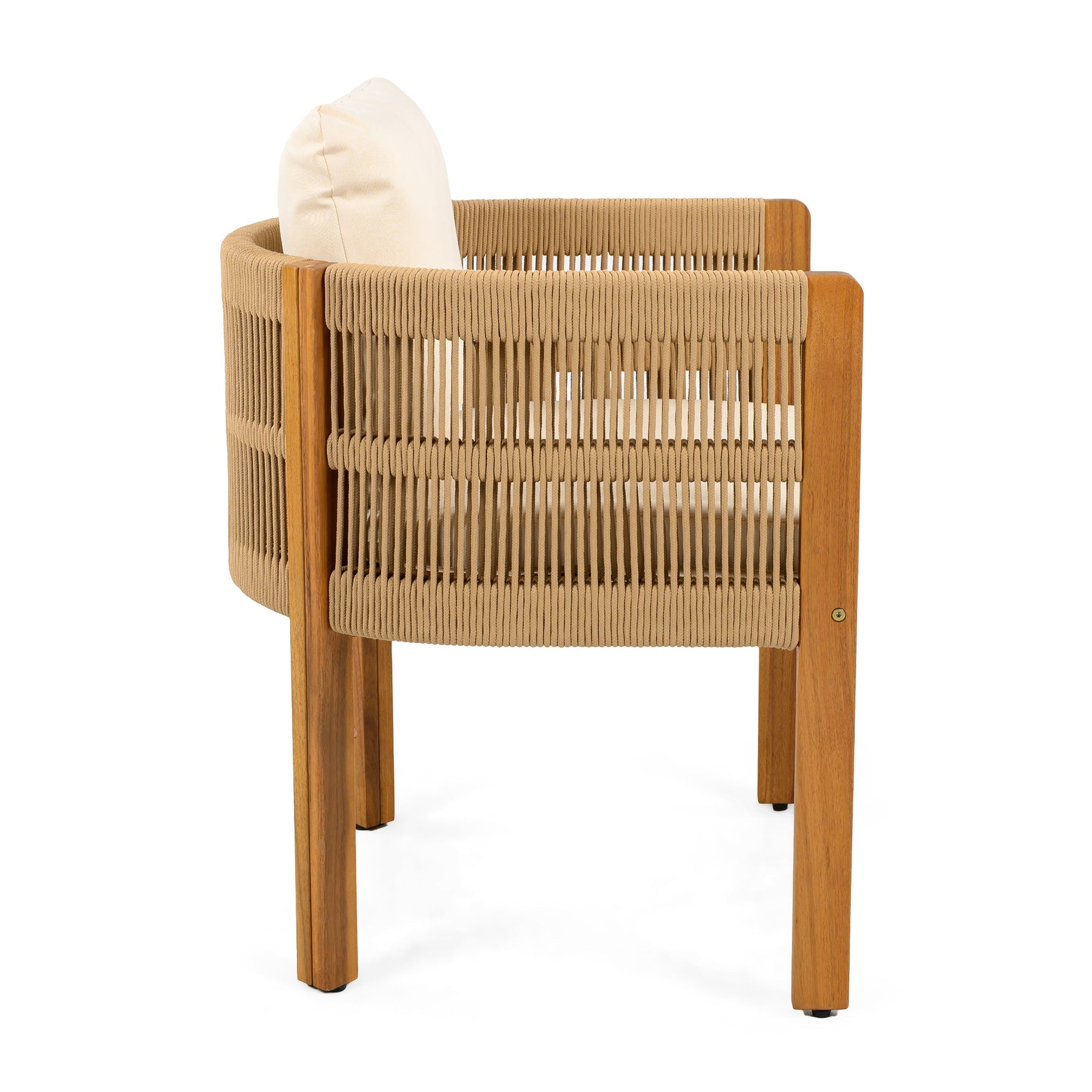 Outdoor Dining Set with Acacia Wood Table and 4 Chairs, Beige