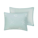 4 Piece Cotton Reversible Embroidered Quilt Set with Throw Pillow Aqua King/Cal King