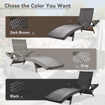 K&K 80" Outdoor Wicker Chaise Lounge Chairs Set of 2