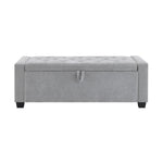 Upholstered Storage Ottoman Bench With Button Tufting And Safety Hinge