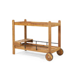 Bar Cart With Wine Bottle Holders - Black