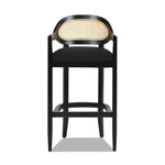 Americana Mid-Century Modern 30.5' Cane Back Bar Stool, Jet Black