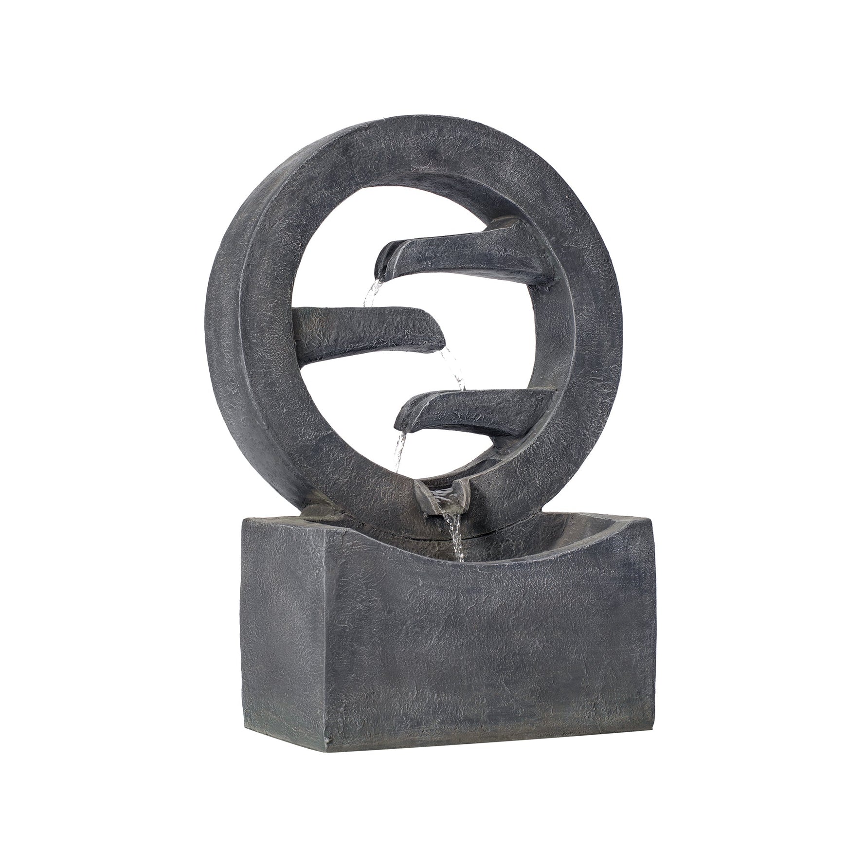 26.77'H Gray Circular Polyresin Outdoor Water Fountain with LED Light