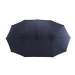 14.8 Ft Double Sided Outdoor Umbrella Rectangular Large with Crank (Navy Blue)