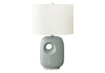 Lighting, 26'h, Table Lamp, Green Ceramic, Ivory / Cream Shade, Contemporary, Modern