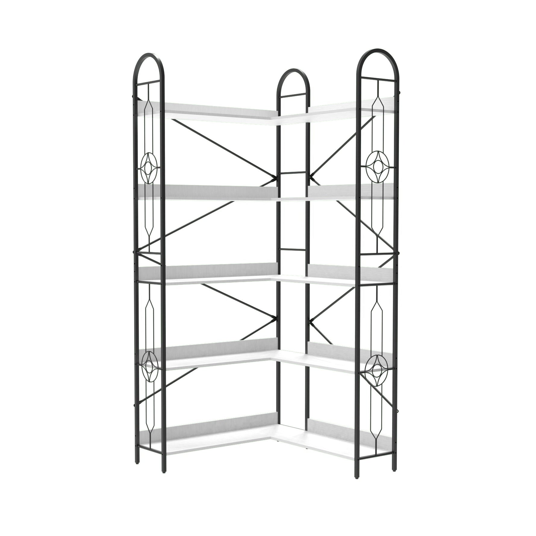 Industrial Style Corner Bookshelf With Thickened Iron Frame