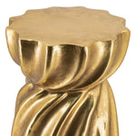 14x14x18.7 Gold Magnesium Accent Stool with Sculptural Swirl Design