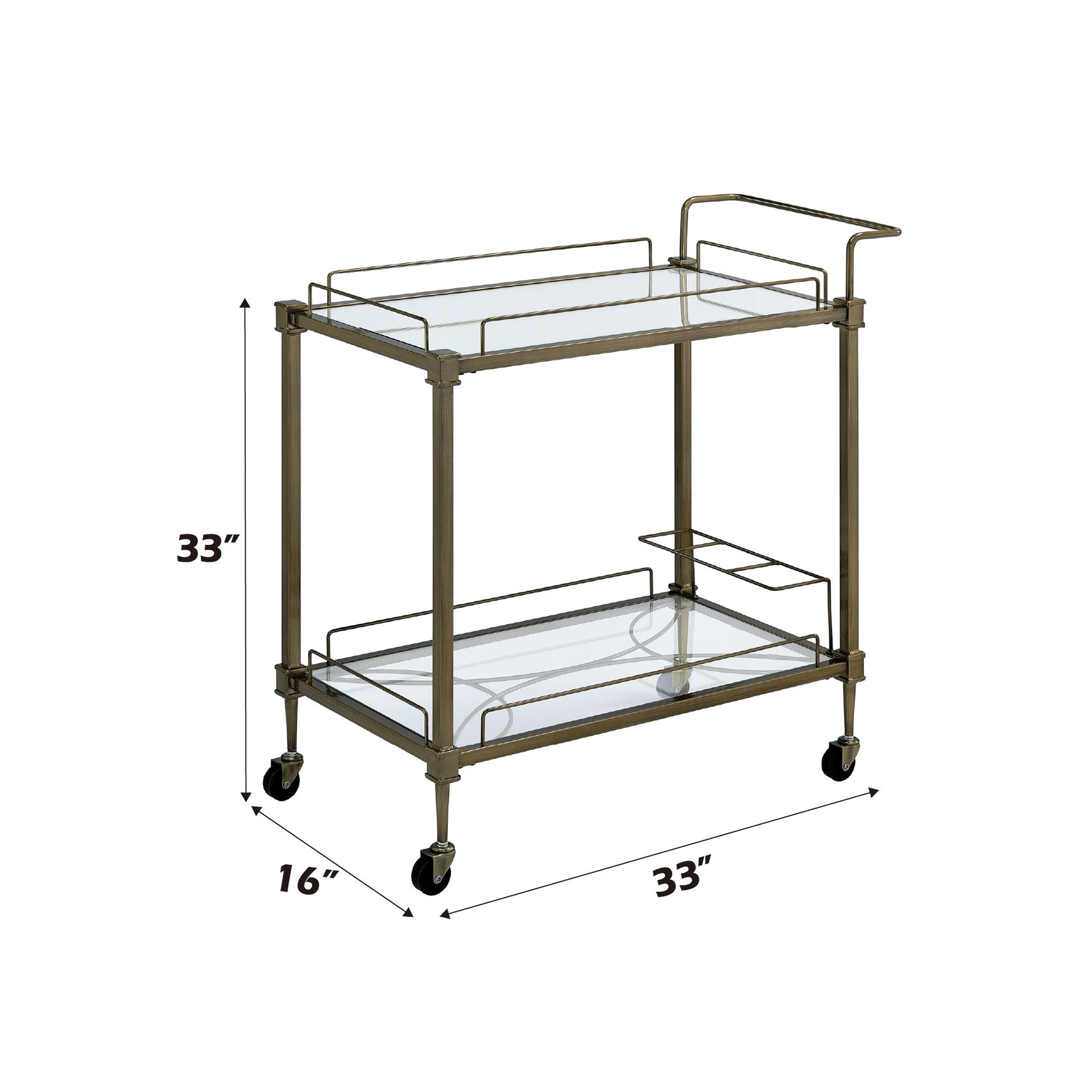 Aditya Mirrored & Antique Brass Finish Serving Cart