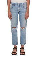 Citizens of Humanity Emerson Ripped Straight Leg Ankle Jeans in Sugarcoat, Size 31