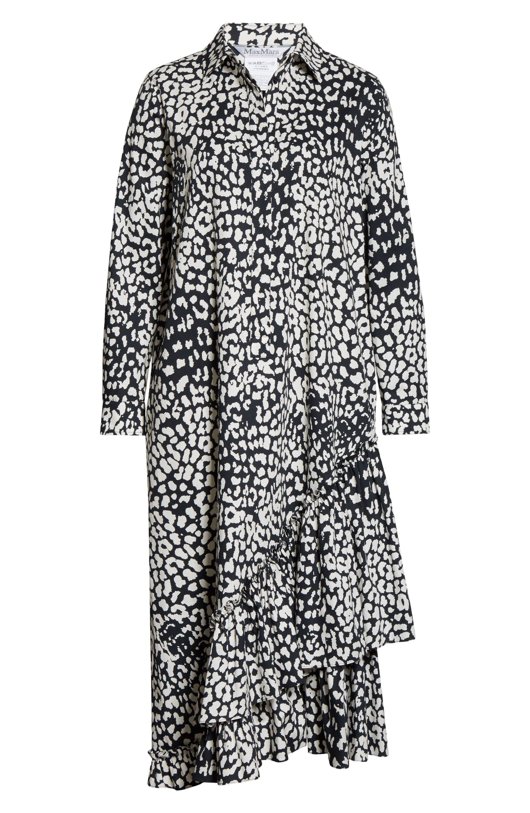 Women's Max Mara Lipari Leopard Print Long Sleeve Cotton Midi Shirtdress
