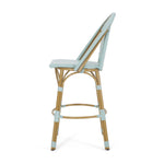 29.5' Outdoor PE Rattan and Aluminum French Barstools, Set of 2