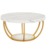 2 Tier Circle Coffee Table With Storage Shelves