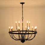 15-Light Industrial Iron Candle Chandelier Modern Farmhouse Pendant Light