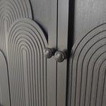 Modern Black Wood Storage Cabinet with Embossed Door