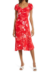 Chelsea28 Red Floral Slit Dress