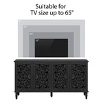 60" Antique Buffet Cabinet with Floral Carvings