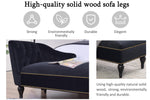 58" Velvet Chaise Lounge with Nailhead Trim and Solid Wood Legs