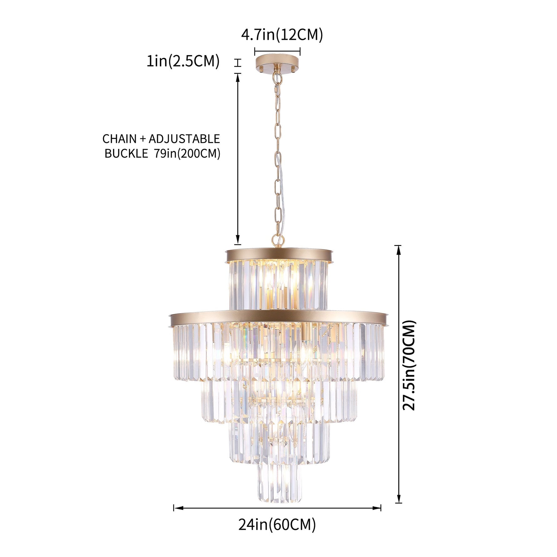 Golden Luxury Crystal Chandelier 23.6 Inch