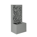 30.71' Light Gray Metal Leaf Cutout Outdoor Water Wall Fountain with LED Lights