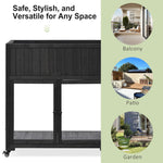 TOPMAX Patio Mini Wood Cold Frame Greenhouse with Wheels