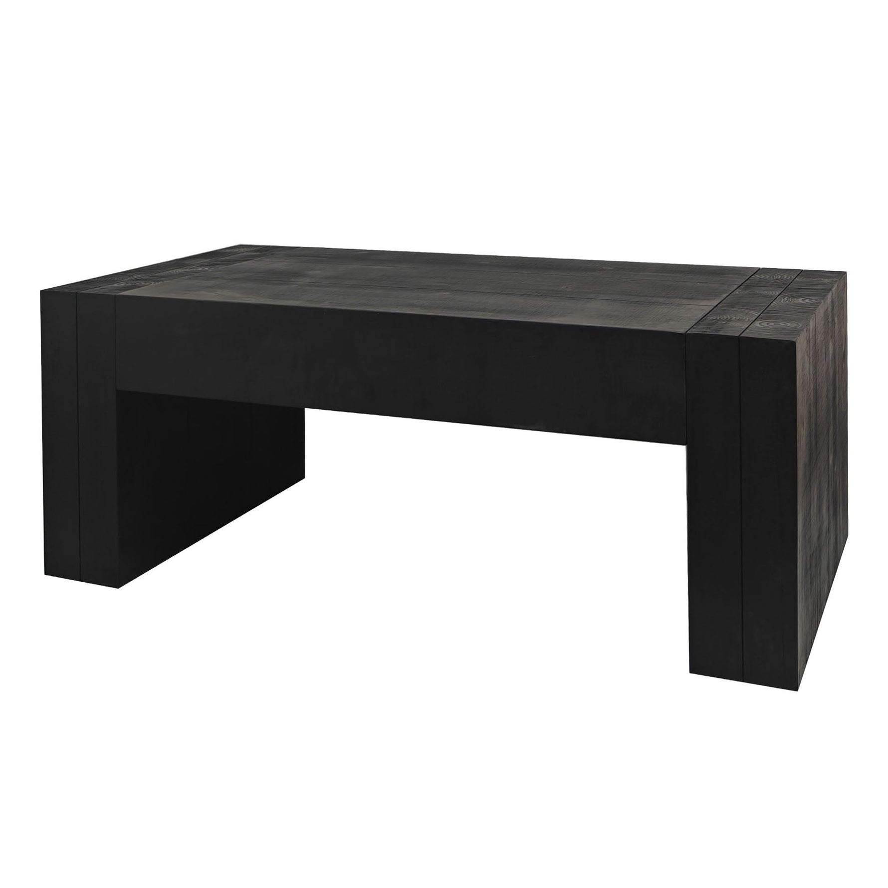 Modern Black Solid Wood Coffee Table, 49in Rectangular