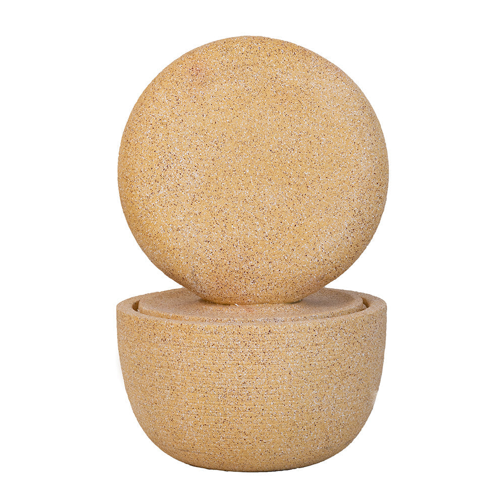 21.7x21.7x34.3 Inch Cement Round Water Fountain with Light and Pump